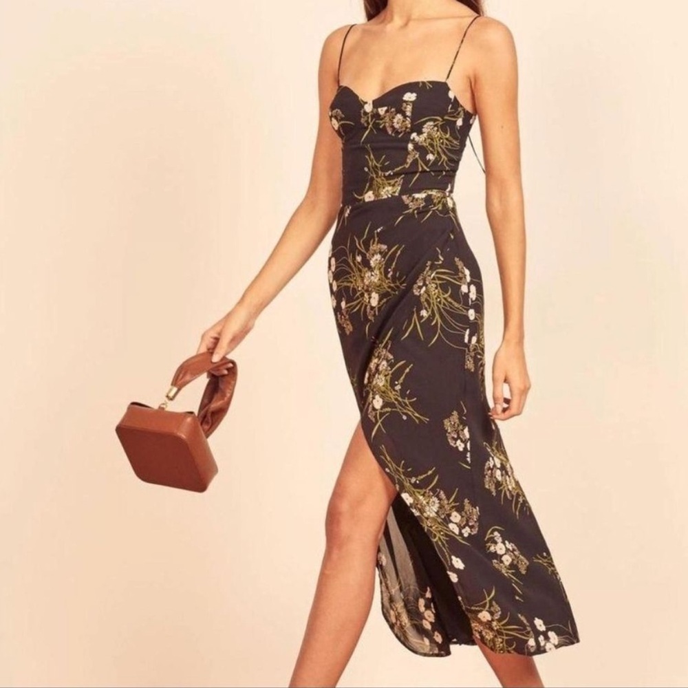 NWOT Reformation Kourtney Dress in Black Veuve Floral